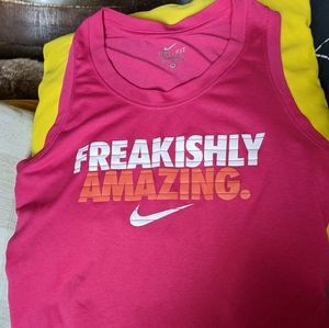 Hot pink wms "freakishly amazing" drifit tank sz m